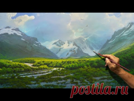 &quot;Mountain Oasis&quot; Acrylic painting. Artist - Viktor Yushkevich. #196