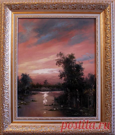 &quot;Рассвет&quot; подрамник 40х50\ в раме 58х68\масло холст\ авторская \2013год\продаю или под заказ