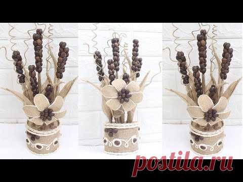 5 Easy flower vase with jute | Home decorating ideas handmade - YouTube