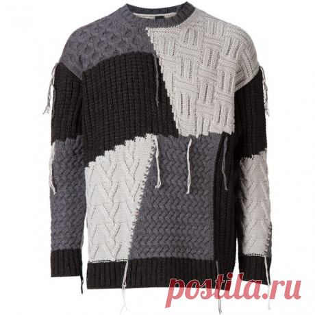 Mihara Yasuhiro patchwork sweater Le Gray ❤ liked on Polyvore featuring tops, sweaters, grey top, grey sweater, gray sweater, patchwork sweater and gray top