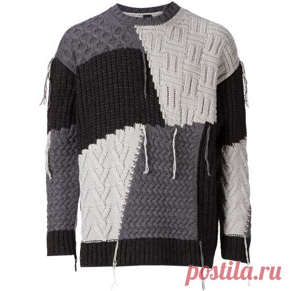 Mihara Yasuhiro patchwork sweater Le Gray ❤ liked on Polyvore featuring tops, sweaters, grey top, grey sweater, gray sweater, patchwork sweater and gray top