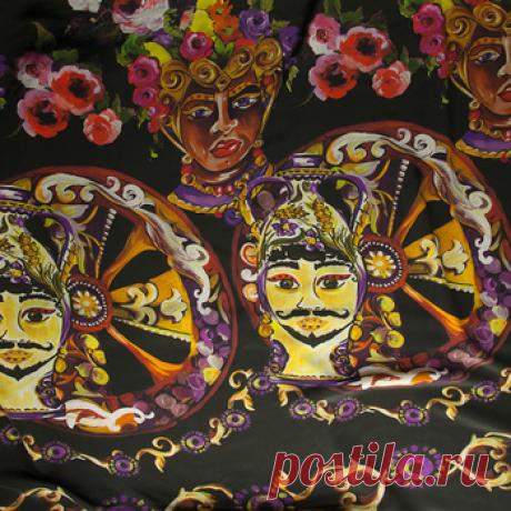 Крепдешин &quot;Коллекция Африка&quot; (черный,фиолетовый... - купить ткань онлайн через объединенный интернет-магазин ВСЕ ТКАНИ