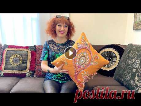 Вышивка бисером, бусами, пайетками. Восточный узор на подушке. Продолжение работы. София Голдберг Уже готово 70% работы по вышивке на подушке. В этом видео я также рассказываю, как сразу отличить ручную работы от машинной вышивки, сделанной даже на...