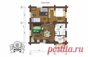 Одноэтажный дом из бревна 9х9 метров. Описание, план и стоимость.