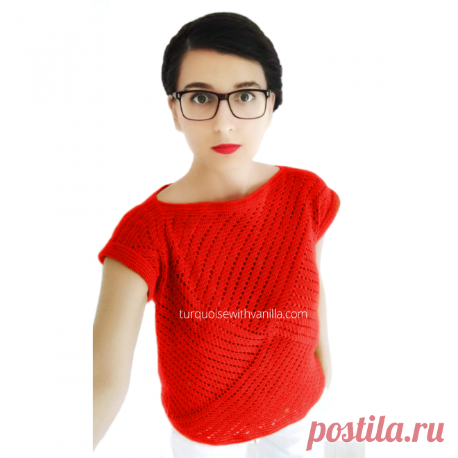 Crochet Crazy Love Top- free pattern - Turquoise with Vanilla The Crochet 