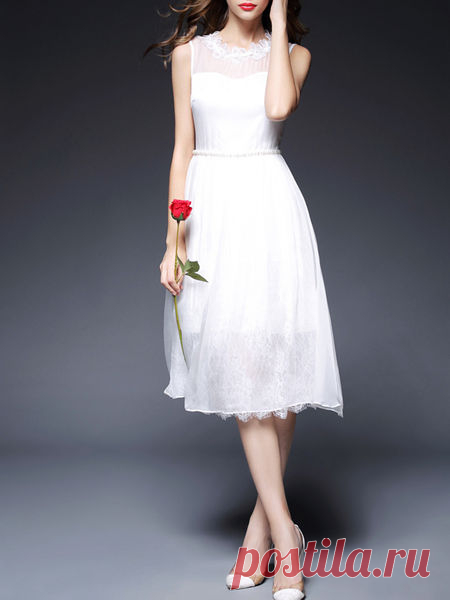 Appliqued Silk Midi Dress