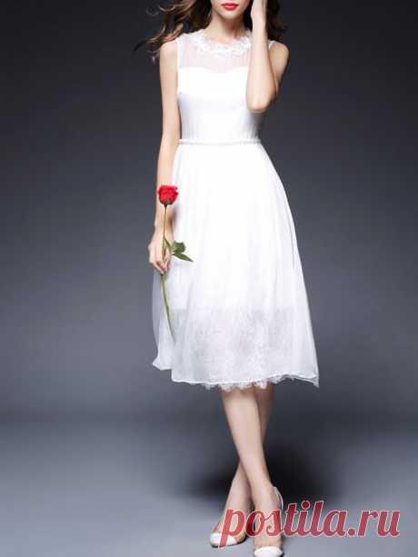 Appliqued Silk Midi Dress