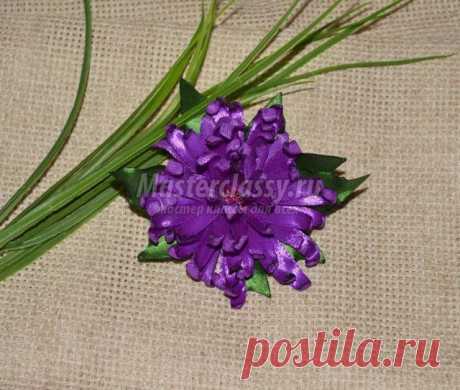 Резинка для волос из атласных лент. Астра. Мастер-класс с пошаговыми фото