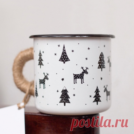 Купить эмалированную кружку Ели олени ели от Iron mug TRAP | Mellroot