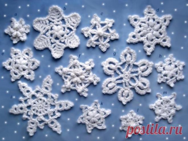 Вязаные снежинки крючком схемы