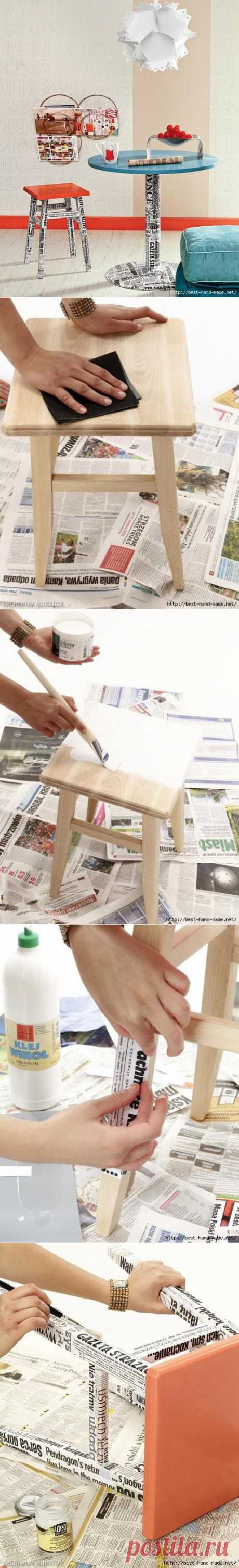 Стильное обновление мебели. Газетный декопатч. Мастер-класс | Умелые ручки