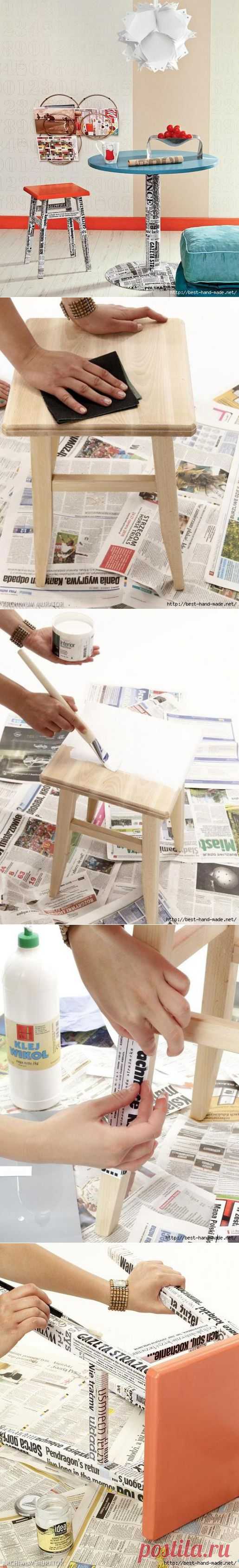 Стильное обновление мебели. Газетный декопатч. Мастер-класс | Умелые ручки