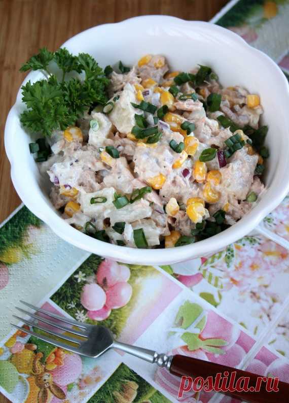 Салат с тунцом и ананасом вкусный рецепт с фото пошагово и видео