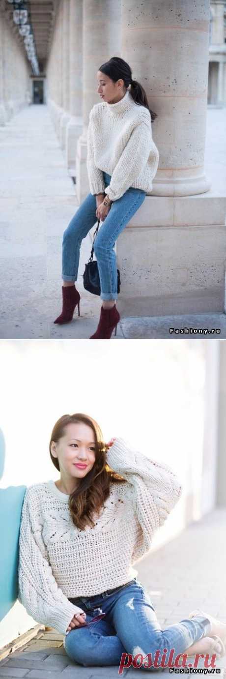 Осенний уличный стиль: уютные вязаные вещи и прочий теплый трикотаж
