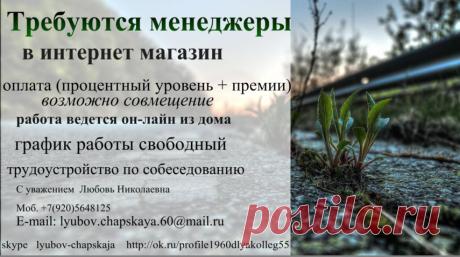 Ведется набор сотрудников в интернет-магазин.
 запись на собеседование