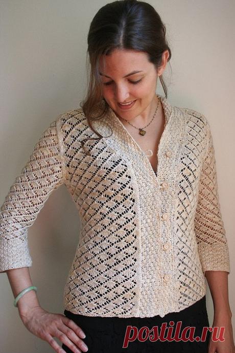 Ажурный жакет спицами