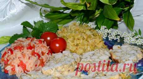 Куриный рулет с разноцветным рисом, пошаговый рецепт с фото