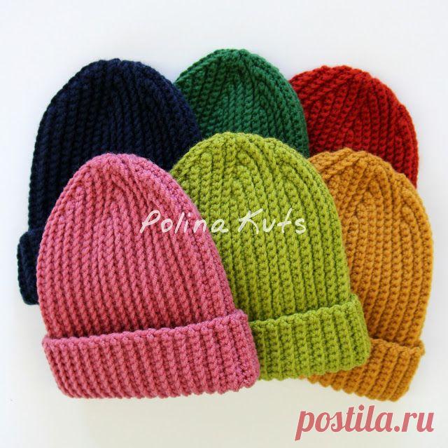 Polina Kuts: Мастер-класс: шапка бини крючком узор "Резинка". Ribbed beanie hat