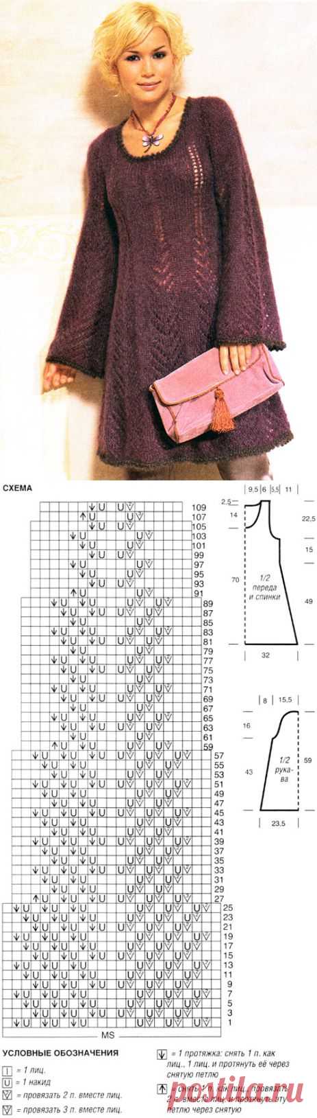 Вязаное расклешенное платье | Вязание