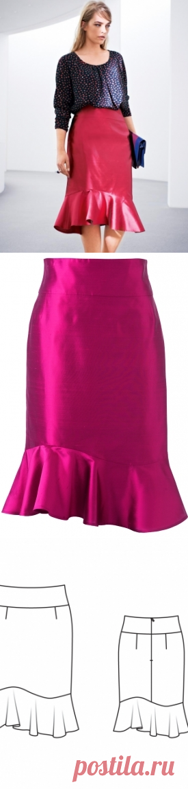 Юбка на кокетке - выкройка № 138 из журнала 10/2014 Burda – выкройки юбок на Burdastyle.ru