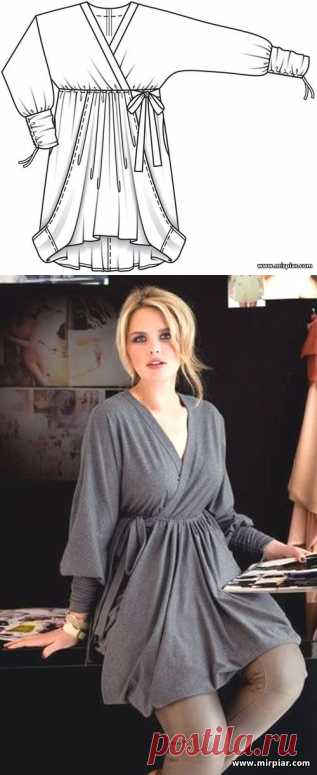 Оригинальная туника. Большие размеры. Готовая выкройка бесплатно