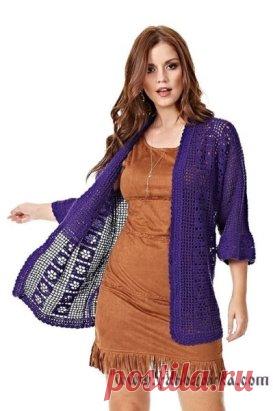 Филейный кардиган. Схема http://yahozayka.com/vyazanie-kryuchkom/zhaket-bolero/filejny-j-kardigan/