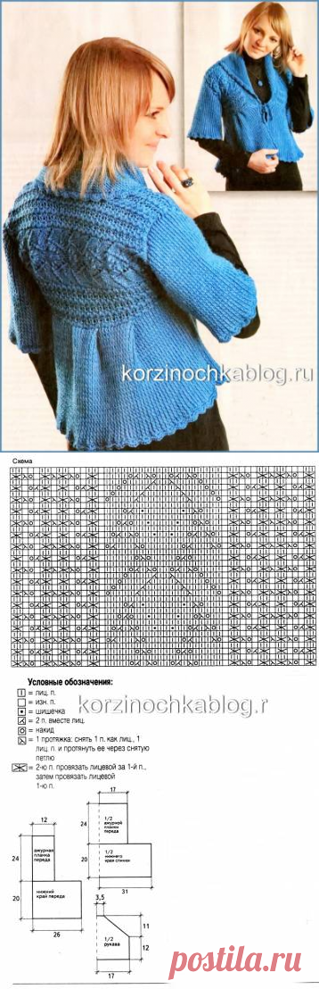 Вязаный спицами жакет с закругленными краями - 22 Мая 2016 - Вязание спицами, модели и схемы для вязания на спицах