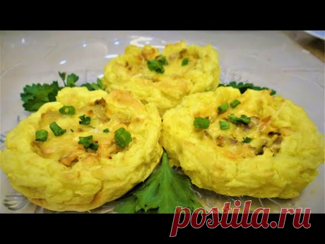 Картофельные гнезда с грибами – кулинарный рецепт