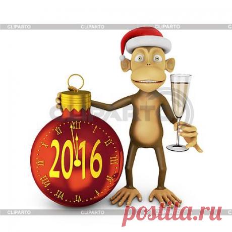 Прикольные картинки и открытки с Новым 2016 годом Огненной Обезьяны. Прикольные Новогодние картинки с Огненной (красной) обезьяной - Новый год
