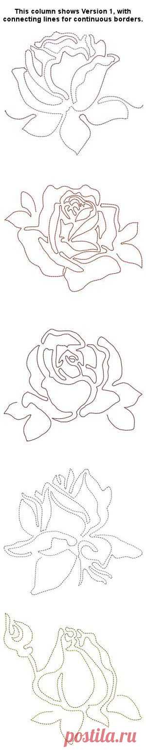 Line Work Roses, Versions 1 and 2 - Especially For You | OregonPatchWorks