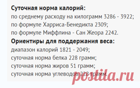 Онлайн калькулятор БЖУ и суточной нормы калорий