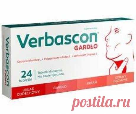Verbascon Gardło x 24 lozenges Verbascon Gardło plant UK lozenges help alleviate throat, larynx and vocal cords irritation, and also have a beneficial effect on the respiratory system.
