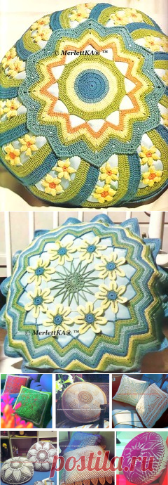 Вязание крючком - чехлы для круглых подушек