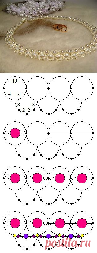Бисеринка: Свадебное ожерелье из бисера
