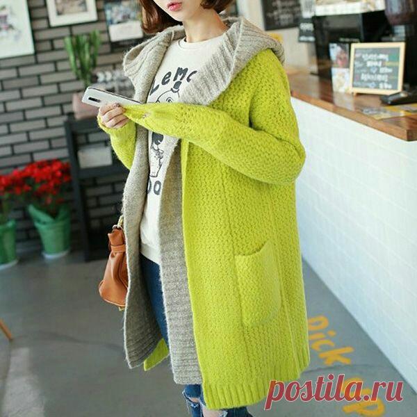 Кардиган худи спицами