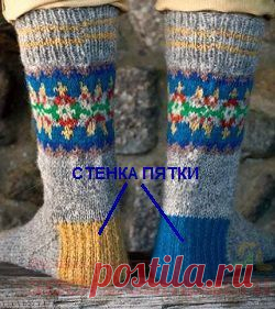 Примеры вязания утолщенной стенки пятки..