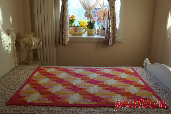 Яркий плед из ниток всевозможных цветов — Делаем руками