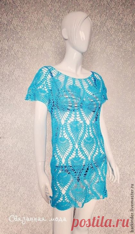 Пляжная вязаная  туника &quot;Ананасики&quot; - вязание на заказ,туника вязаная