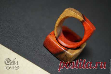 Купить Кольца из серии "Гладиатор" - ярко-красный, кольца из дерева, яркие украшения, деревянные кольца