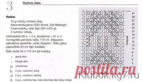 Розовый палантин спицами нежно-розовый