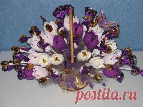 Фото КОРЗИНА КРОКУСОВ. Альбом СЛАДКИЙ БУКЕТ - 50 фото.