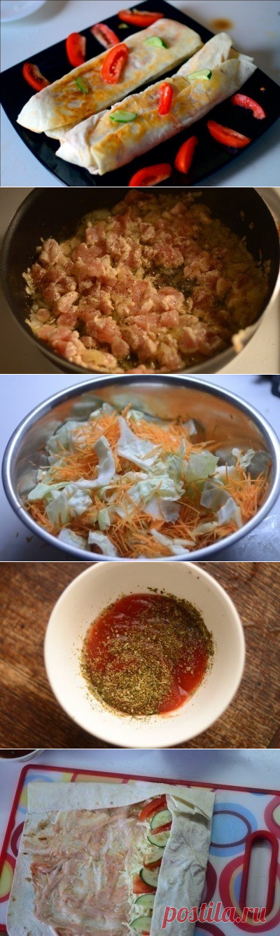 Как приготовить рецепт шаурмы с курицей.  - рецепт, ингридиенты и фотографии