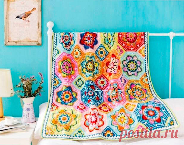 Яркий плед крючком. Схемы мотивов. | HandMadeObzor | Яндекс Дзен