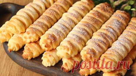 Проще простого! Догадаетесь как оно сделано? Творожное печенье трубочки . выпечка к чаю. | Наташа Шакинко | Дзен