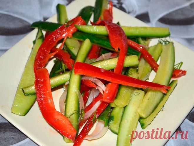Салат из сладких перцев и огурцов