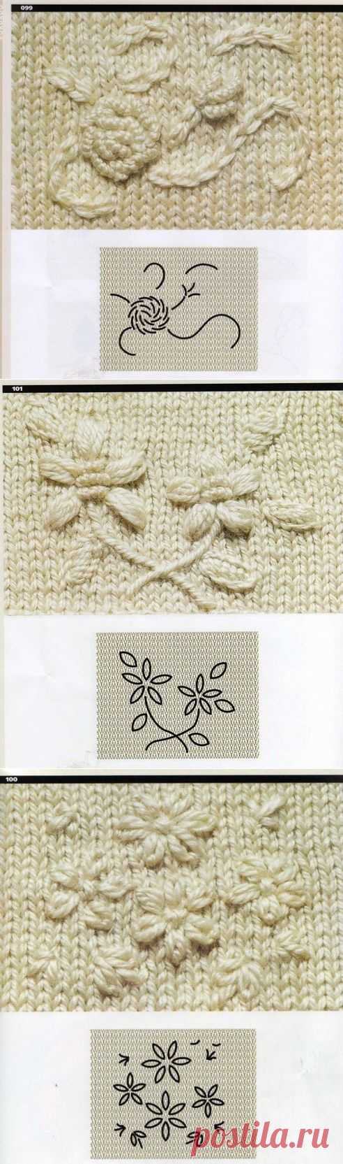 Приемы украшения вязаного полотна вышивкой — Рукоделие