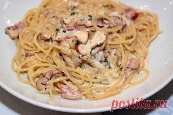 Паста Карбонара с грибами