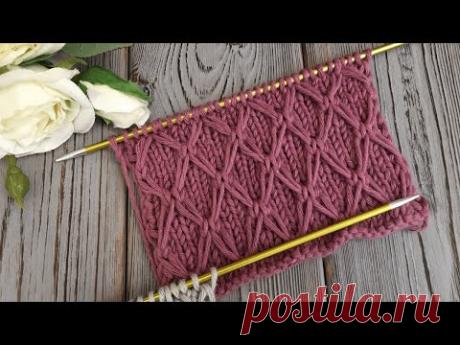 УЗОР СПИЦАМИ " РОМБЫ ИЗ ВЫТЯНУТЫХ ПЕТЕЛЬ".Knitting patterns