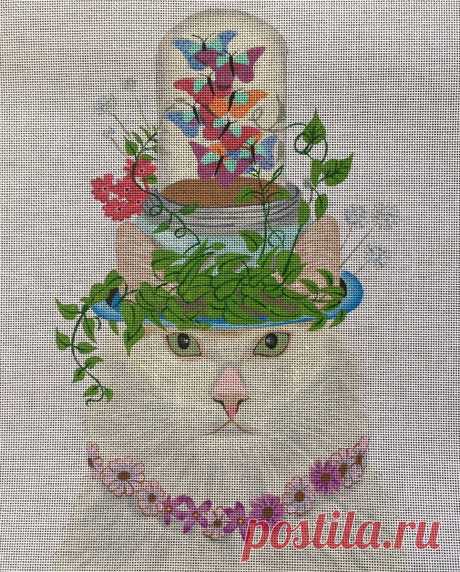 FF-013 White Cat with Butterfly Jar 11 x 13 18 mesh