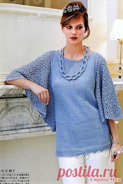 Стильная туника с необычными ажурными рукавами\крылышками. Спицы. - ВЯЗАНАЯ МОДА+ ДЛЯ НЕМОДЕЛЬНЫХ ДАМ - Страна Мам